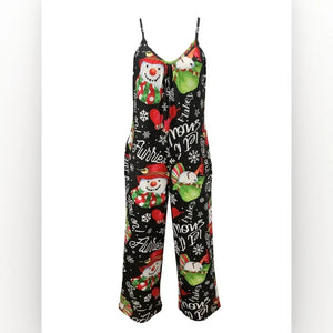 Women's Christmas Atmosphere Printed Casual Jumpsuit