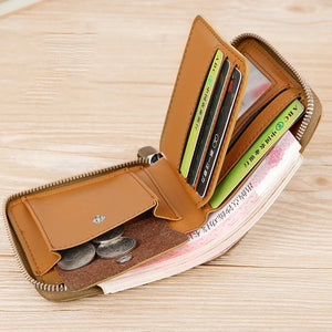 👛 Leather Men's RFID Wallet with Zipper