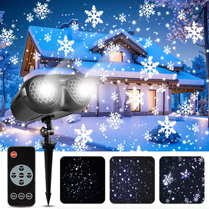 Christmas LED Projector Lights, UPGRADED Owl-shape Dual-lens Christmas Snowflake Projector Lights