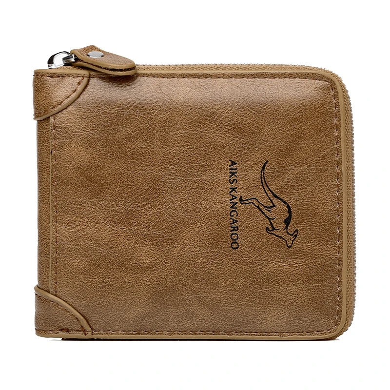 👛 Leather Men's RFID Wallet with Zipper