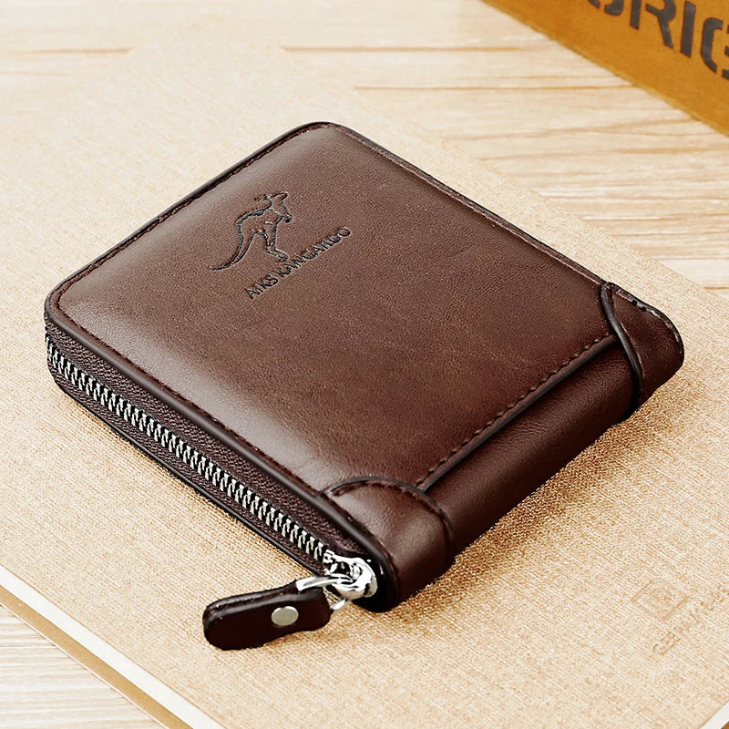 👛 Leather Men's RFID Wallet with Zipper