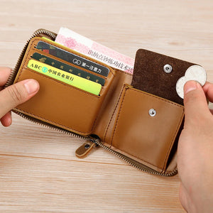 👛 Leather Men's RFID Wallet with Zipper