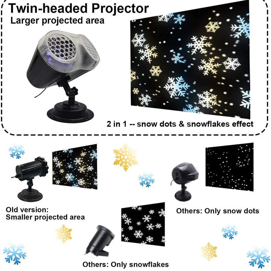 Christmas LED Projector Lights, UPGRADED Owl-shape Dual-lens Christmas Snowflake Projector Lights