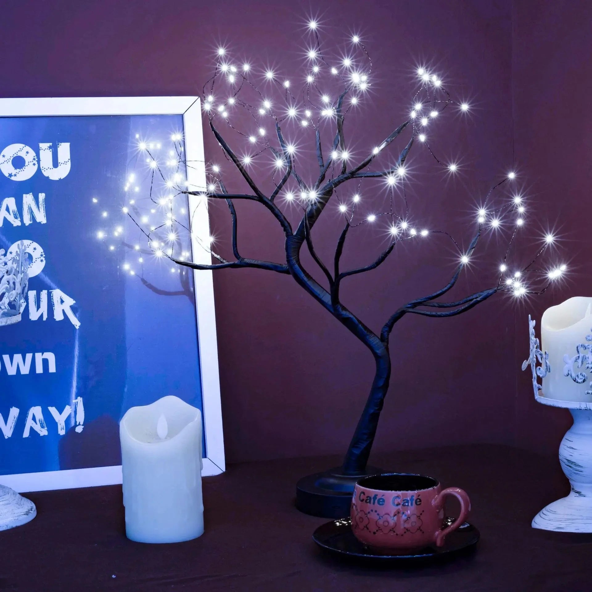 LED Birch Bonsai Tree Night Light – Mini Christmas Lamp